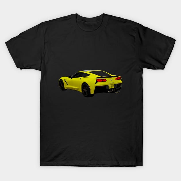 Yellow Chevrolet Corvette C-7 T-Shirt by vivachas